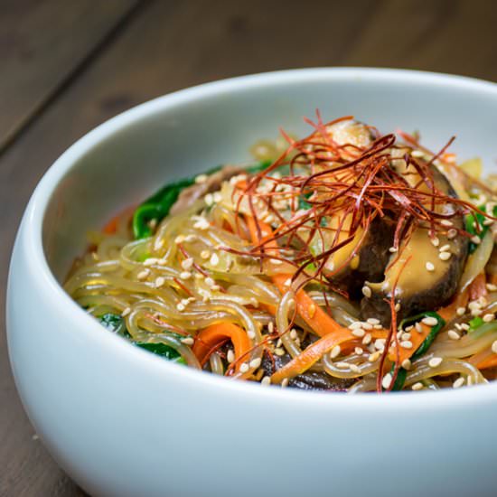 Japchae- Korean clear noodles - Recipe photo by misshappybelly