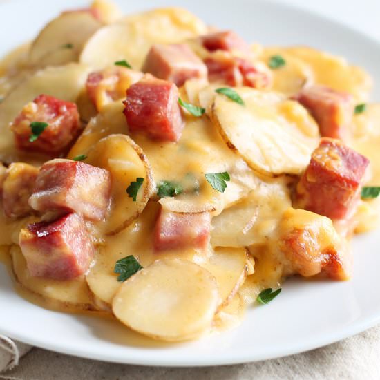 Cheesy Scalloped Potatoes with Ham - Recipe photo by lovegrowswild