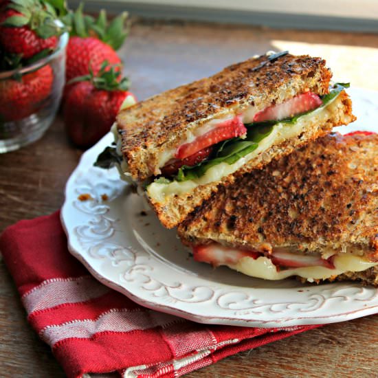 Strawberry and Basil Grilled Cheese - Recipe photo by jennyrawn