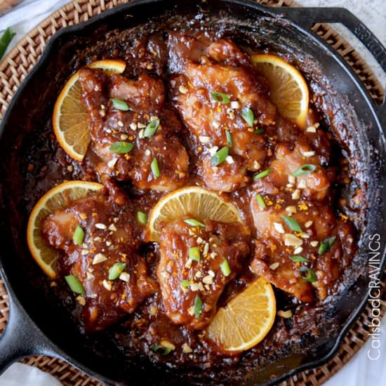 Sticky Thai Peanut Orange Chicken - Recipe photo by carlsbadcravings