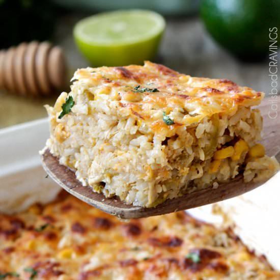 Salsa Verde Honey Lime Chicken Rice - Recipe photo by carlsbadcravings