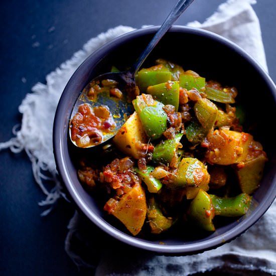 Spiced Green Bell Pepper & Potatoes - Recipe photo by sinfullyspicy