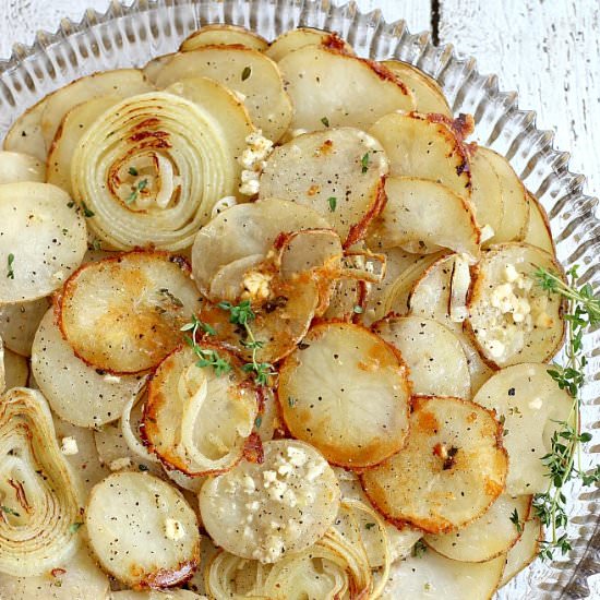 Upside Down Potato and Onion Tart - Recipe photo by gooddinnermom