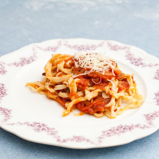 Pepperoni Spaghetti - Recipe photo by Bloggingwithapples