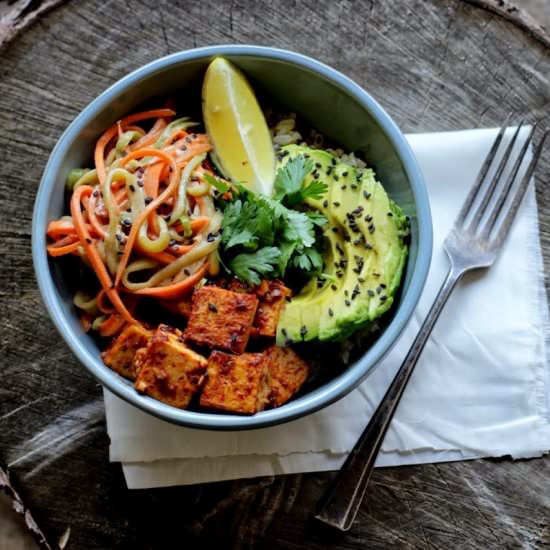 Chilli Tofu Brown Rice Bowl - Recipe photo by umamikitchen