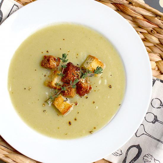 Potato and Green Garlic Soup - Recipe photo by twoofakindcooks
