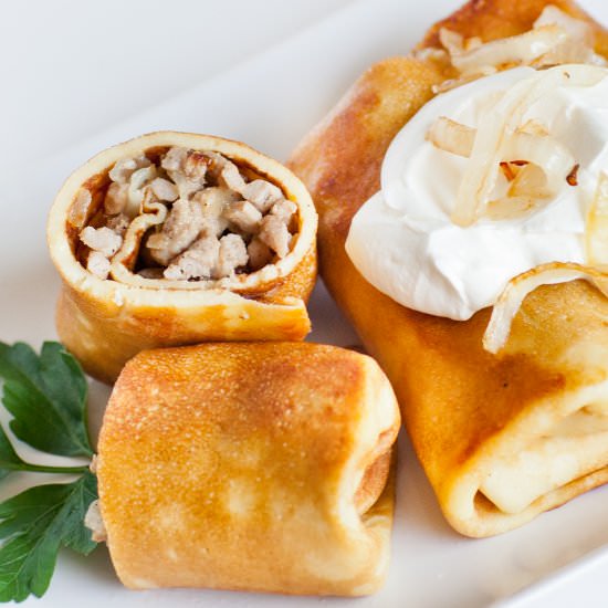 Meat and Onion Blini - Recipe photo by tatyanaseverydayfood