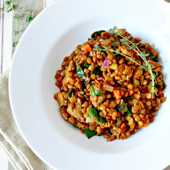 Chicken Lentil Bowl with Collards - Recipe photo by ArtsCrackers