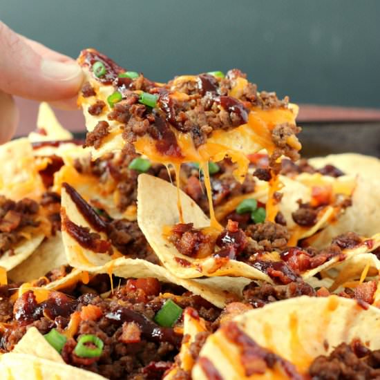 BBQ Bacon Cheeseburger Nachos - Recipe photo by thereciperebel