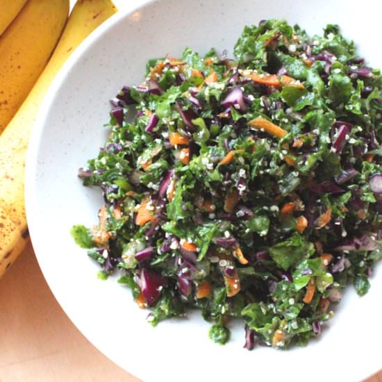 Banana Ginger Kale Salad - Recipe photo by TwoGreenPeas
