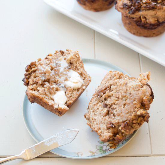 Sorghum-Pecan Banana Muffins - Recipe photo by thewacovegan