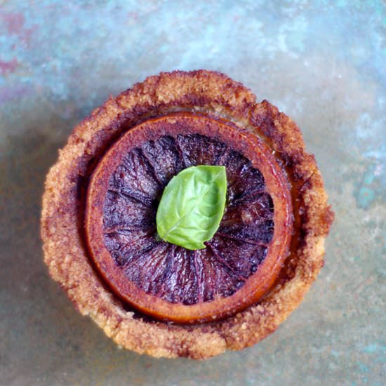 Chocolate Basil Blood Orange Tarts - Recipe photo by Audrey @ Unconventional Baker