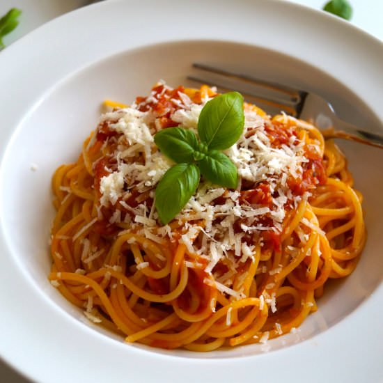 Spaghetti with Marinara Sauce - Recipe photo by whatjessicabakednext