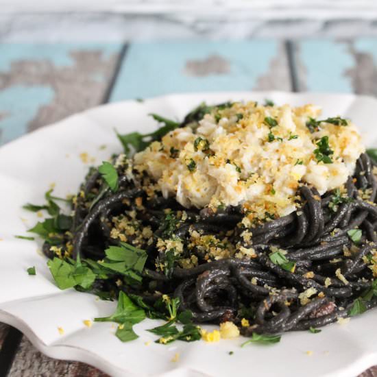 Squid Ink Spaghetti with Crab - Recipe photo by biancagarcia