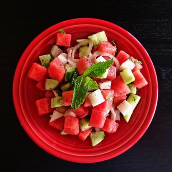 Cucumber Watermelon Dill Mint Salad - Recipe photo by Karen Maginnis
