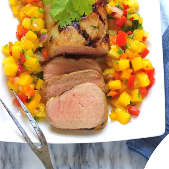 Tequila Pork with Tropical Salsa - Recipe photo by garlic and zest