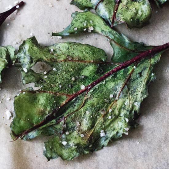 Baked Beet Green Chips - Recipe photo by eatthriveglow