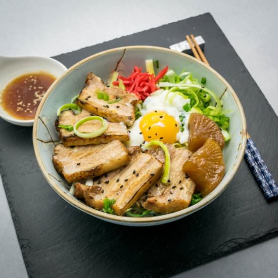 Pork Belly over Rice - Recipe photo by misshappybelly