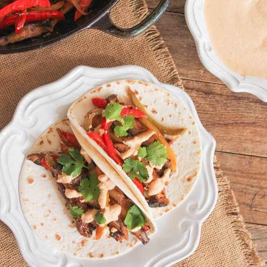 Portobello Fajitas w/Chipotle Cream - Recipe photo by domesticateme