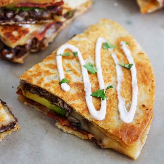 Black Bean and Chipotle Quesadillas - Recipe photo by Horses &amp; Heels