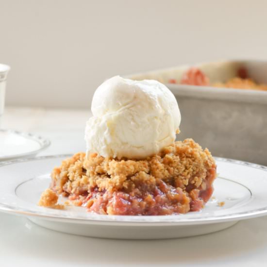 Strawberry Rhubarb Crisp - Recipe photo by serenabakessimplyfrom scratch