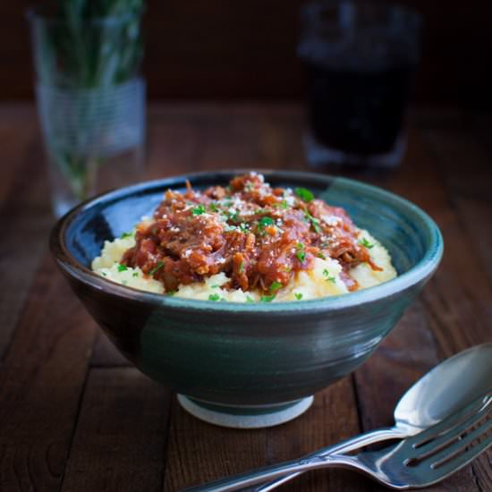 Pork Ragu with Polenta - Recipe photo by tamingofthespoon