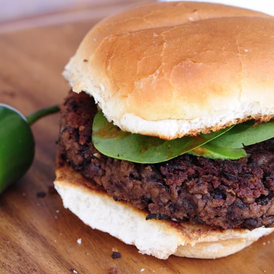 Spiced Black Bean Burgers - Recipe photo by thevegetarianginger
