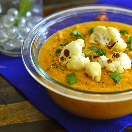 Sweet Potato Cauliflower Soup - Recipe photo by PennAndQuill