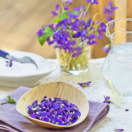 Violet Syrup with Wild Violets - Recipe photo by nancy baggett-kitchenlane