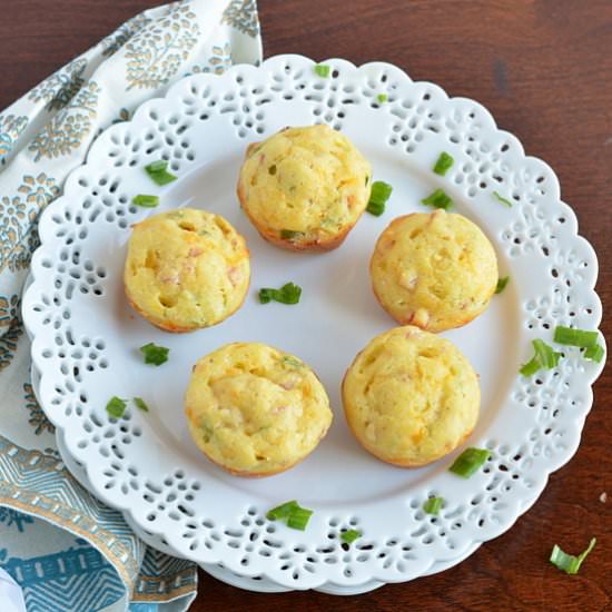 Ham & Cheese Mini Corn Muffins - Recipe photo by MySpicyKitchen