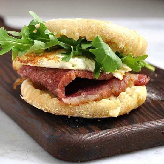 English Muffin Breakfast Sandwiches - Recipe photo by PinchandSwirl