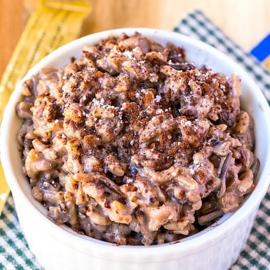 Healthy Tiramisu Rice Pudding - Recipe photo by thebigmansworld