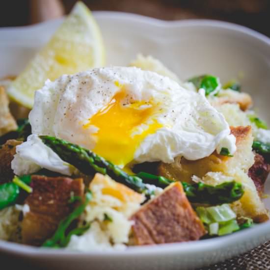Asparagus Panzanella + Poached Egg - Recipe photo by healthy seasonal recipes