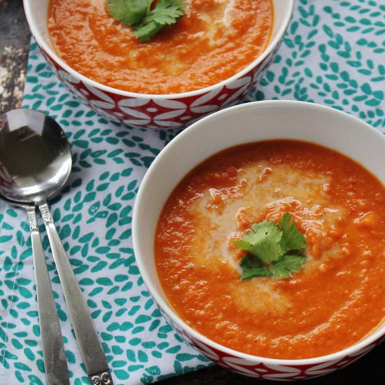 Thai Red Curry Roast Capsicum Soup - Recipe photo by Thoroughly Nourished Life