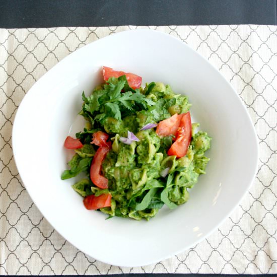 Guacamole Pesto Pasta - Recipe photo by fittingintovegan
