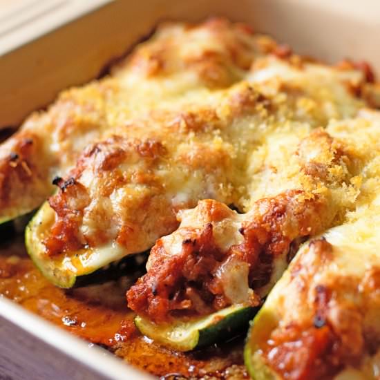 Chicken Parmesan Stuffed Zucchini - Recipe photo by The Kitchen Wife