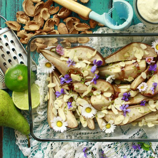Balsamic Pears with Vanilla Tofu Cream - Recipe photo by delicious.blog