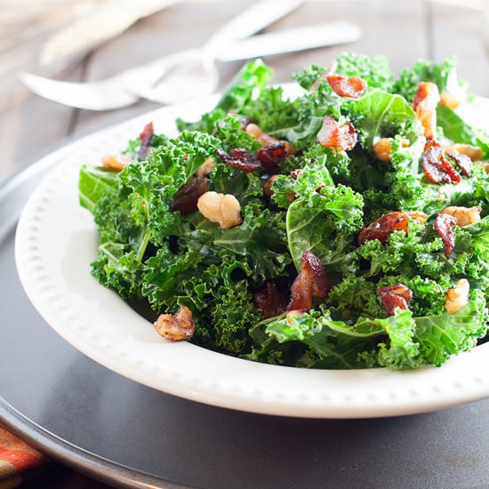 Warm Kale Salad with Bacon - Recipe photo by kimshealthyeats
