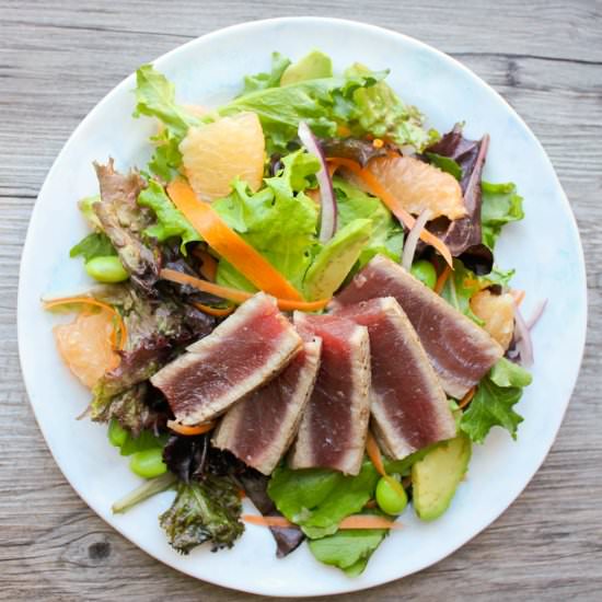 Ahi Salad w/ Citrus-Ginger Dressing - Recipe photo by domesticateme
