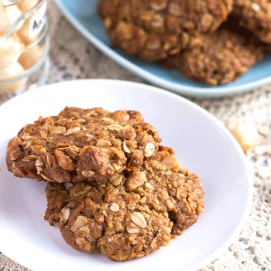Spelt & Macadamia Anzac Cookies - Recipe photo by thecookspyjamas