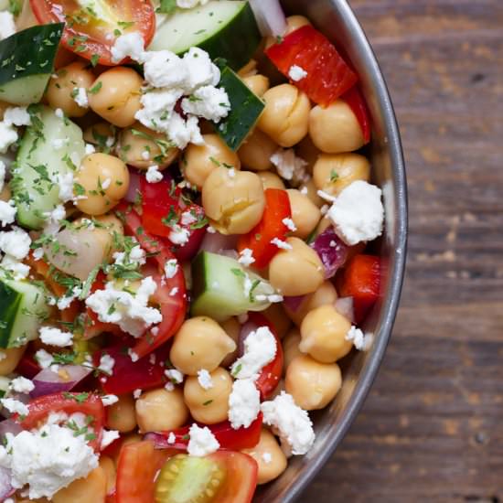 Mediterranean Chickpea Salad - Recipe photo by lowstoluxe