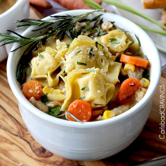 Lemon Chicken Tortellini Soup - Recipe photo by carlsbadcravings