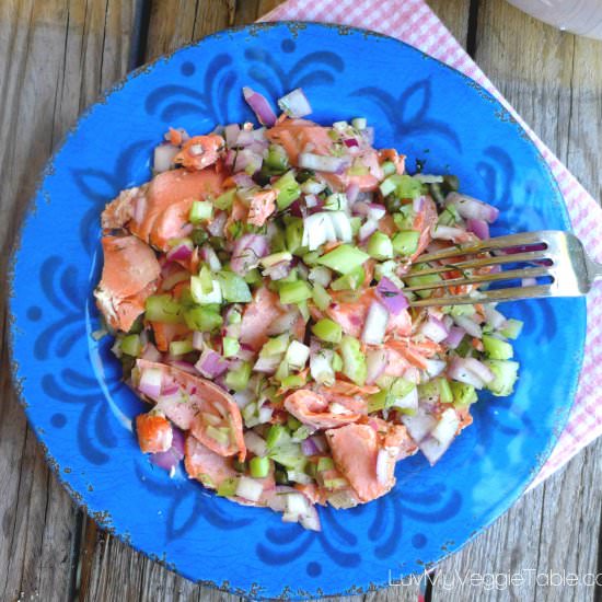 Grilled Salmon Salad - Recipe photo by Luv My Veggie Table