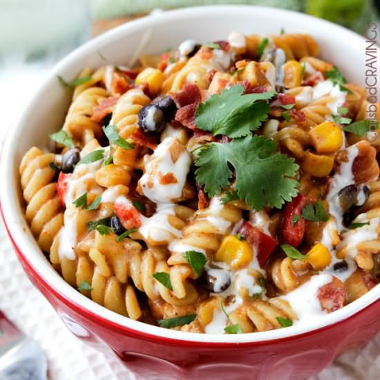 Santa Fe BBQ Ranch Chicken Pasta - Recipe photo by carlsbadcravings