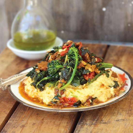 Vegan Polenta and Sautéed Kale - Recipe photo by TreeseLoveHappiness