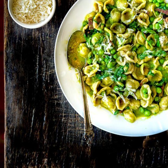 Spelt Orecchiette with Spring Peas - Recipe photo by wild greens