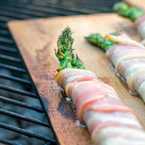 Planked Bacon Wrapped Asparagus - Recipe photo by bbqlikeitshot