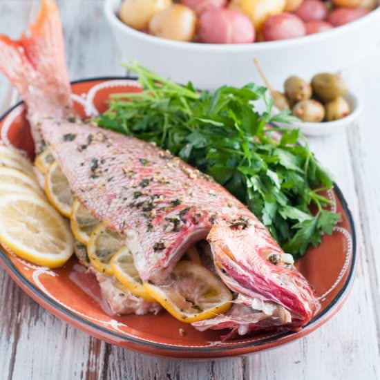 Whole Baked Red Snapper - Recipe photo by photosandfood