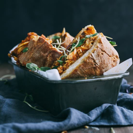 Fettucine Grilled Cheese - Recipe photo by theblondechef