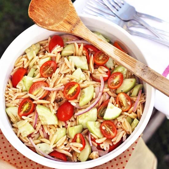 Orzo Salad w/ Honey Vinaigrette - Recipe photo by Mighty Mrs